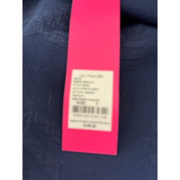 Lilly Pulitzer Kayla Jacquard Bell Sleeve Mini Dress Navy Blue Fern Picker 4 - Picture 7 of 9